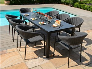 Casual Rattan Dining Sets With Fire Pit Table Gardenman Co Uk