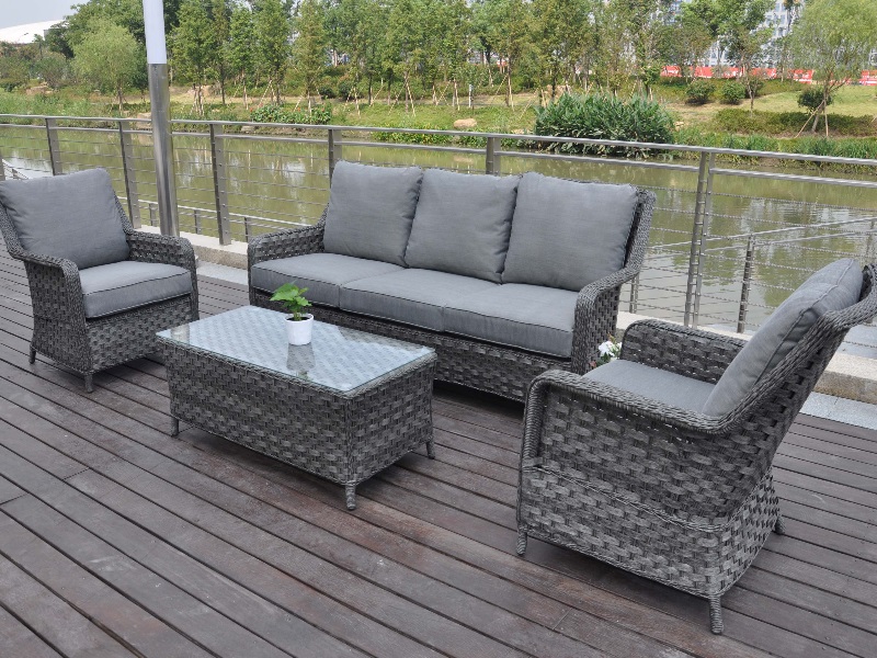 rattan effect 3 seater coffee set