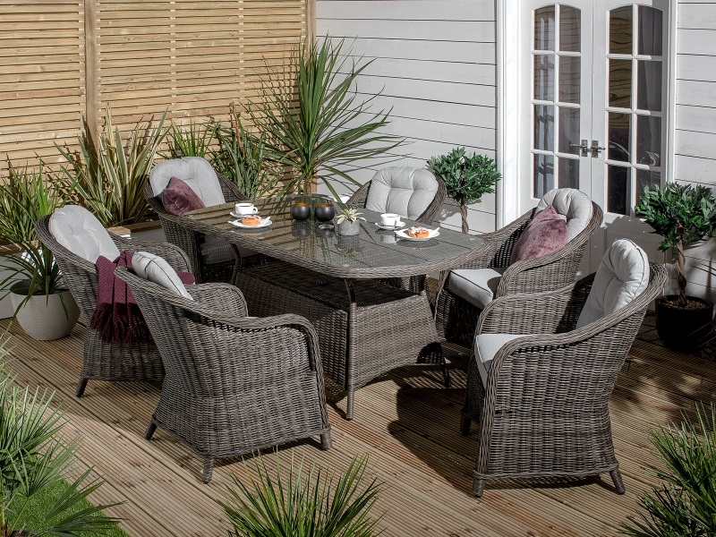 oval rattan dining set