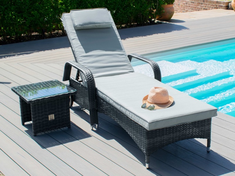 maze rattan sun lounger grey