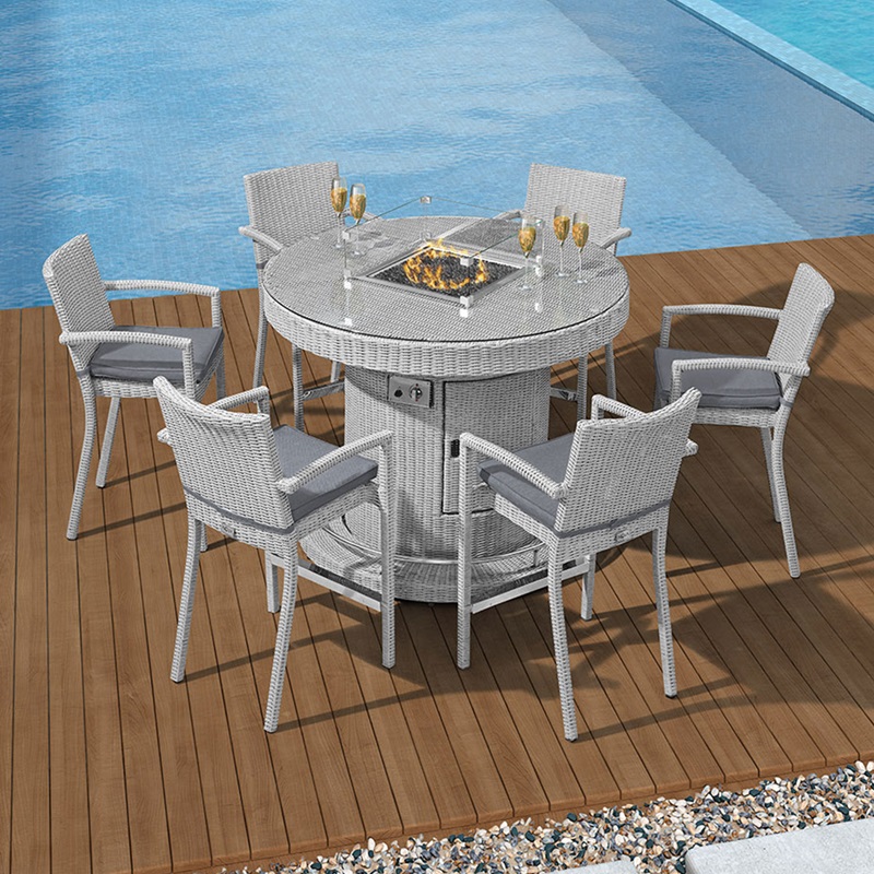 Seat Round Bar Set With Fire Pit, Bar Table And Chairs Set Uk