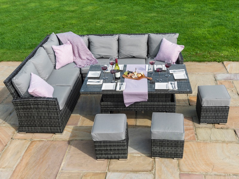 Maze Rattan Kingston Corner Sofa Dining Set With Rising Table At Gardenman - Kingston 8 Seater Rattan Corner Dining Set With Rising Table Maze Rattan Kingston Corner Sofa Dining Set With Rising Table At Gardenman - Kingston 8 Seater Rattan Corner Dining Set With Rising Table